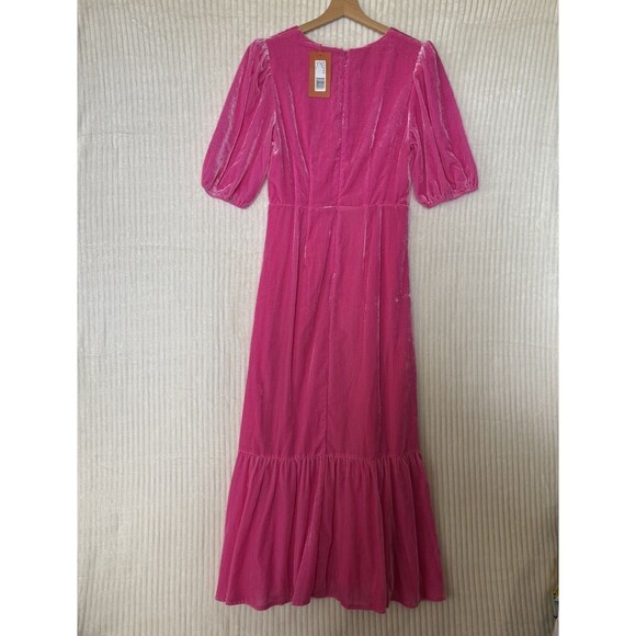 NWT Rhode Pink Ester V-Neck Puff Sleeve Velvet Dress in Jaipur Size 8 $565 - Picture 16 of 16